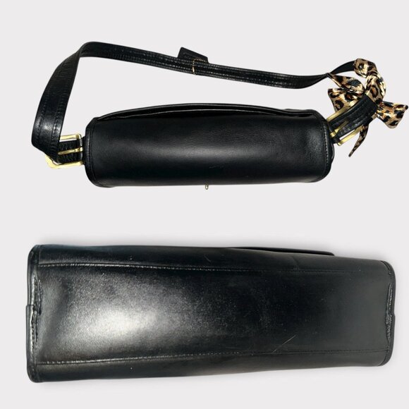 VTG Coach Spectator Bag 9796 Black Leather Brass Turn Lock Purse 80s NYC + Tag - Picture 8 of 12